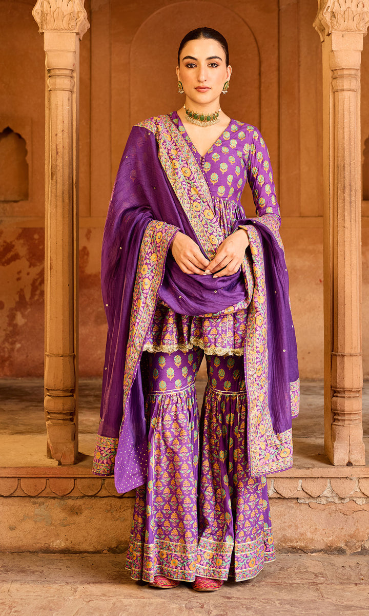 Boond 3.0 Purple Block Printed Garara Set (set of 3)