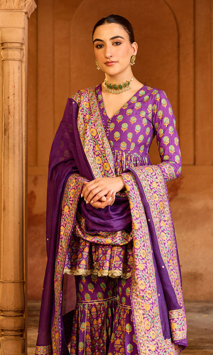 Boond 3.0 Purple Block Printed Garara Set (set of 3)
