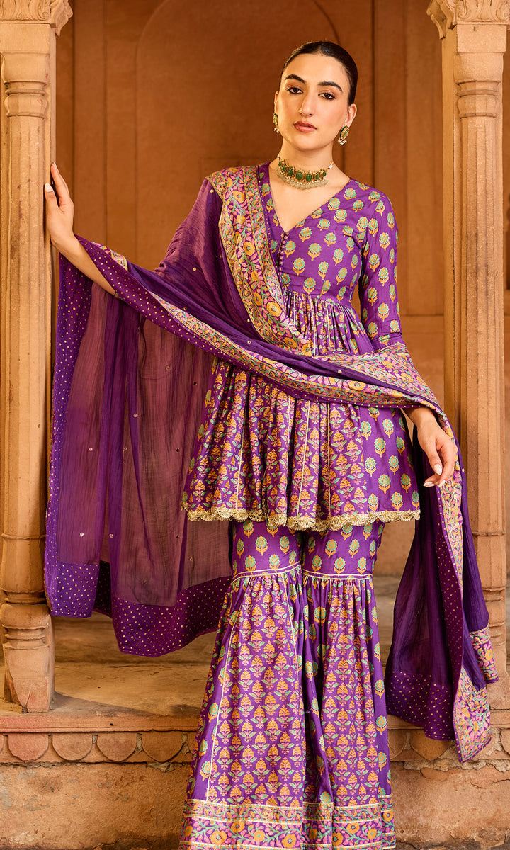 Boond 3.0 Purple Block Printed Garara Set (set of 3)