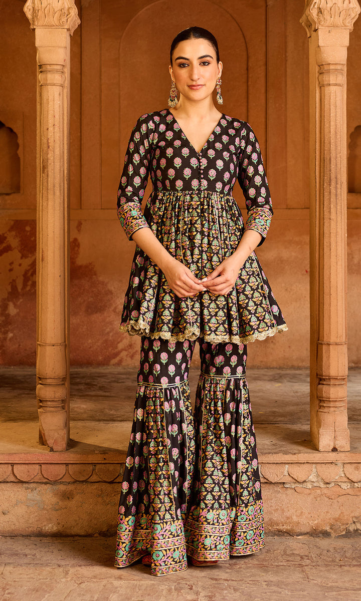 Boond 3.0 Black Block Printed Garara Set (set of 3)