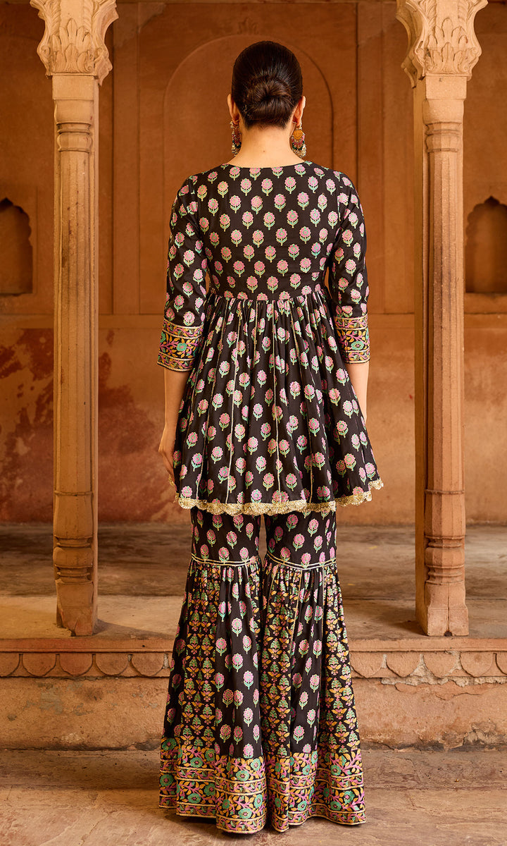 Boond 3.0 Black Block Printed Garara Set (set of 3)