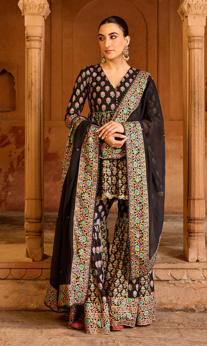 Boond 3.0 Black Block Printed Garara Set (set of 3)