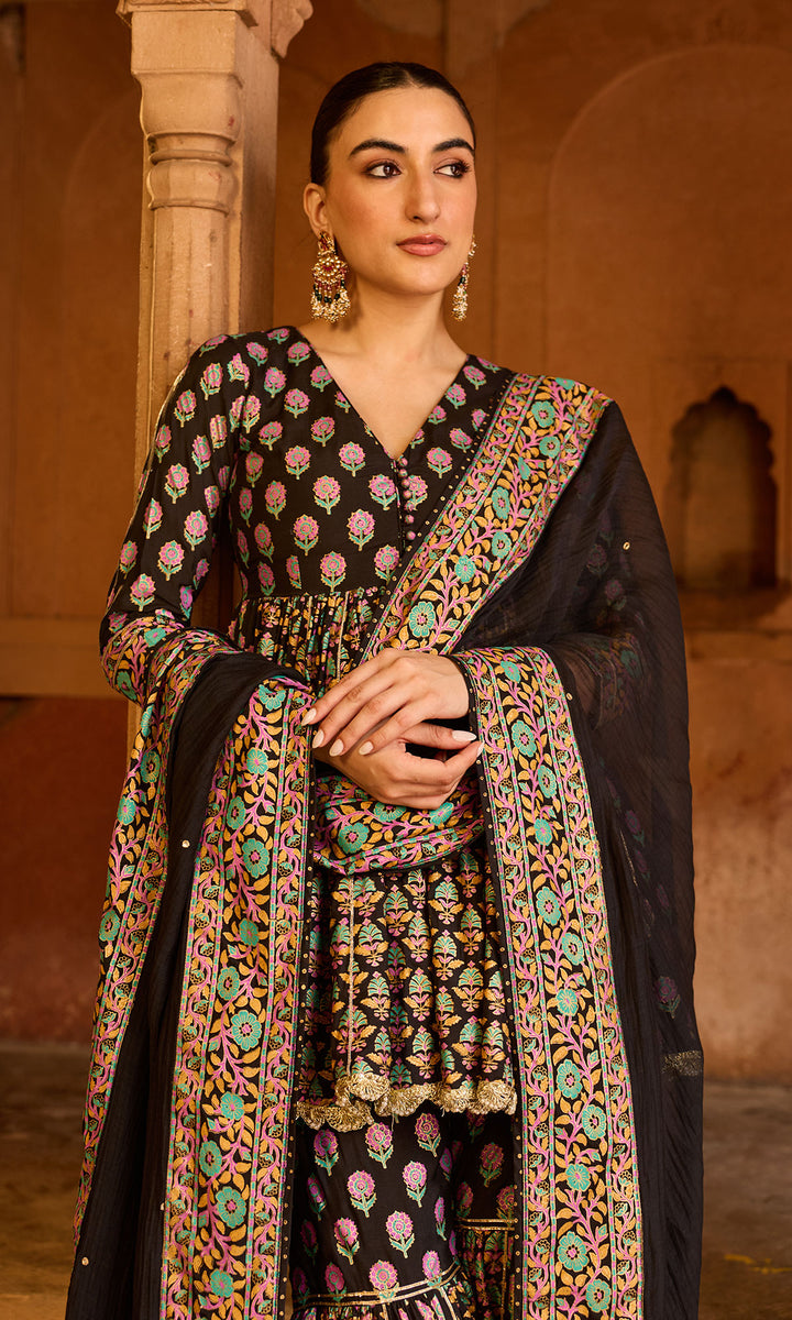 Boond 3.0 Black Block Printed Garara Set (set of 3)