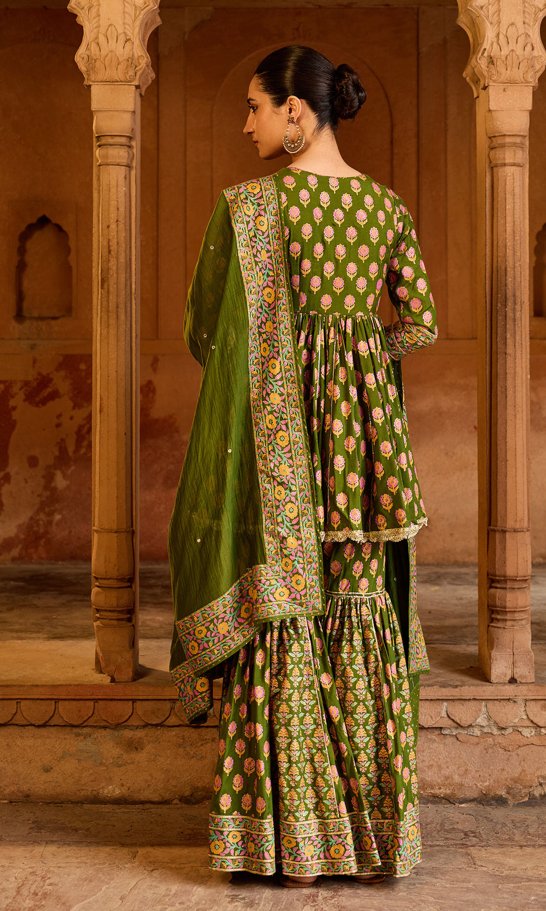 Boond 3.0 olive green Block printed garara set (set of 3)