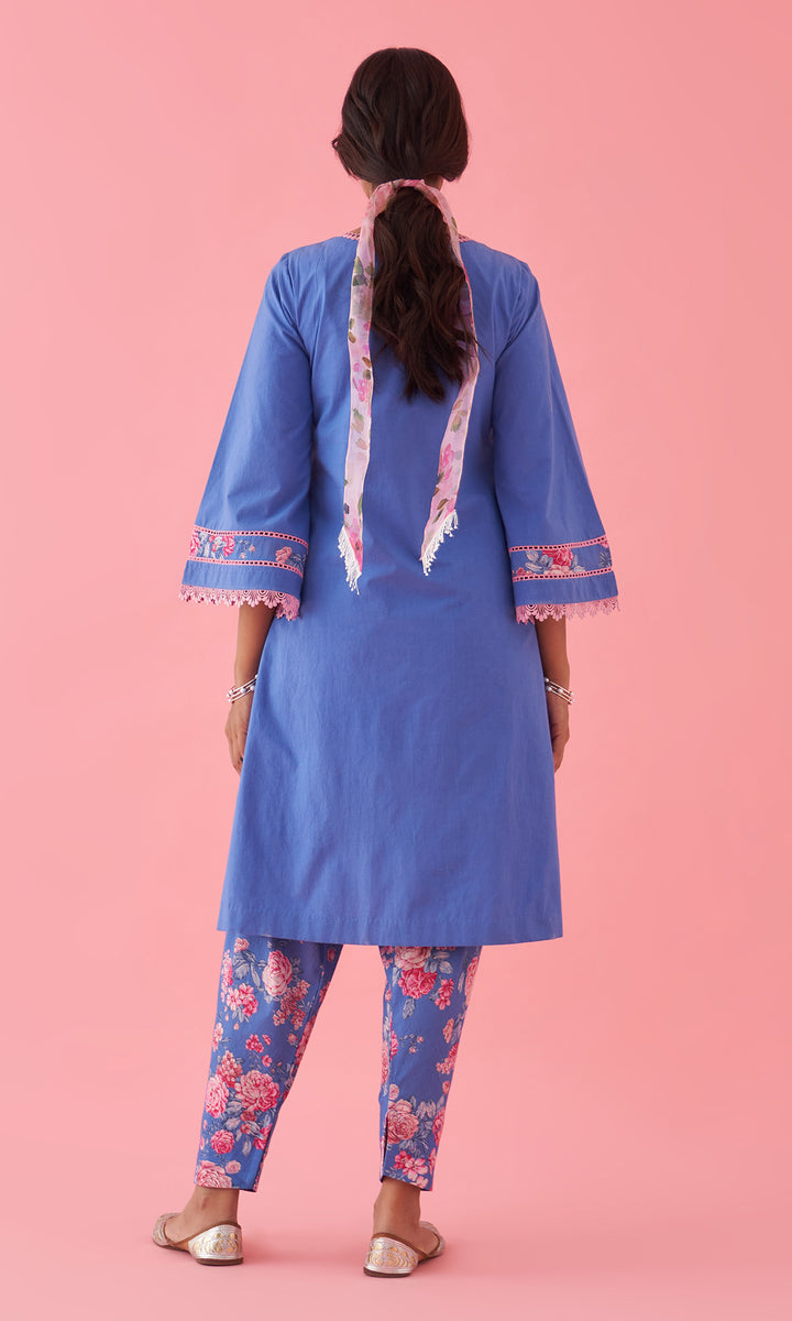 Hayat 2.0 Blue Choga With Floral Printed Salwar Set of 2