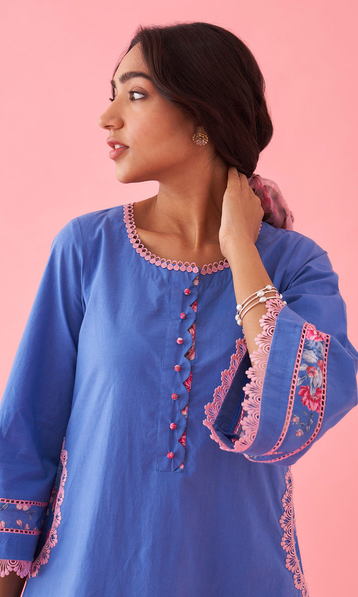 Hayat 2.0 Blue Choga With Floral Printed Salwar Set of 2