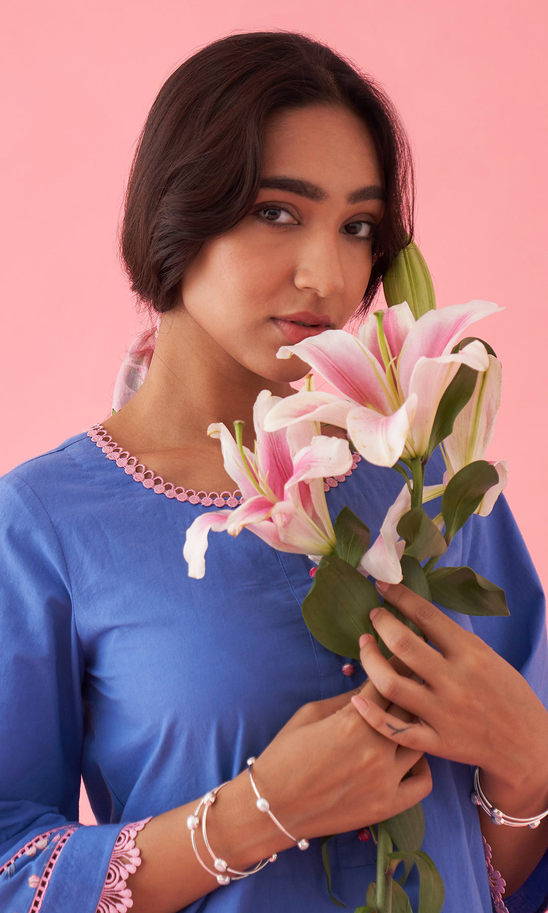 Hayat 2.0 Blue Choga With Floral Printed Salwar Set of 2