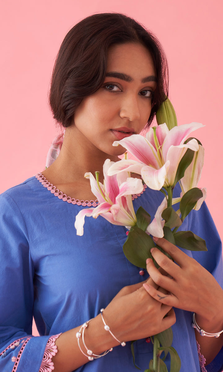 Hayat 2.0 Blue Choga With Floral Printed Salwar Set of 2