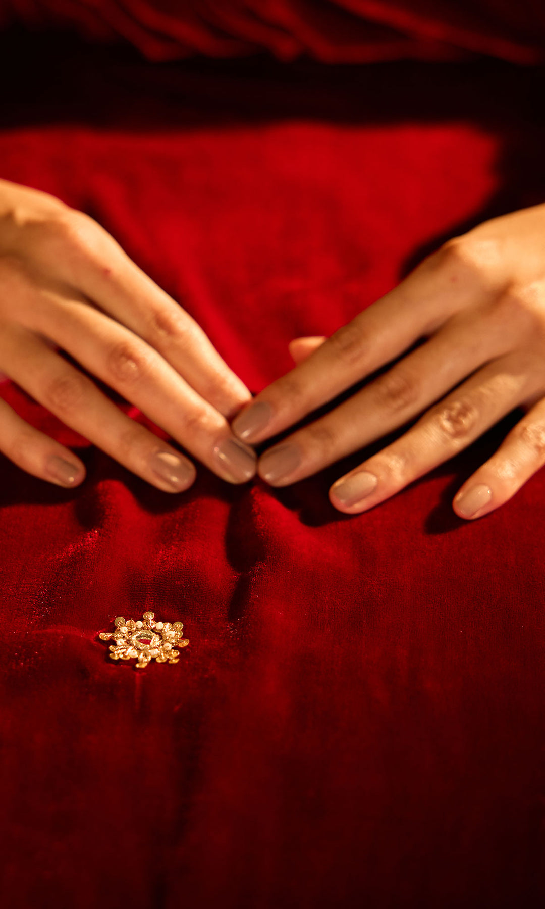 Dilbaro Mughals Silk Velvet Red Anarkali with Palazzo and Dupatta (set of 3)