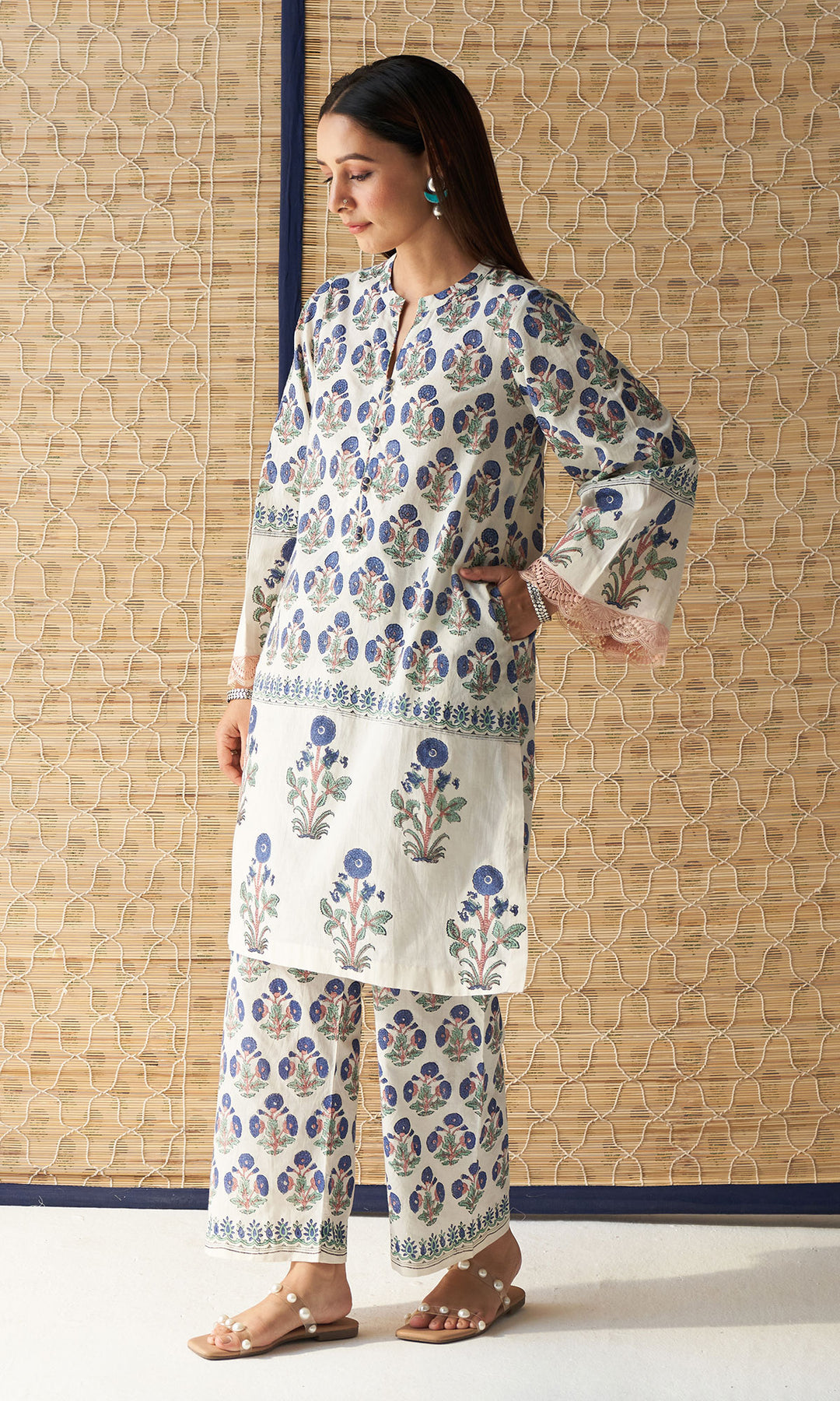 Kapaas blue mughal co-ord set (set of 2)