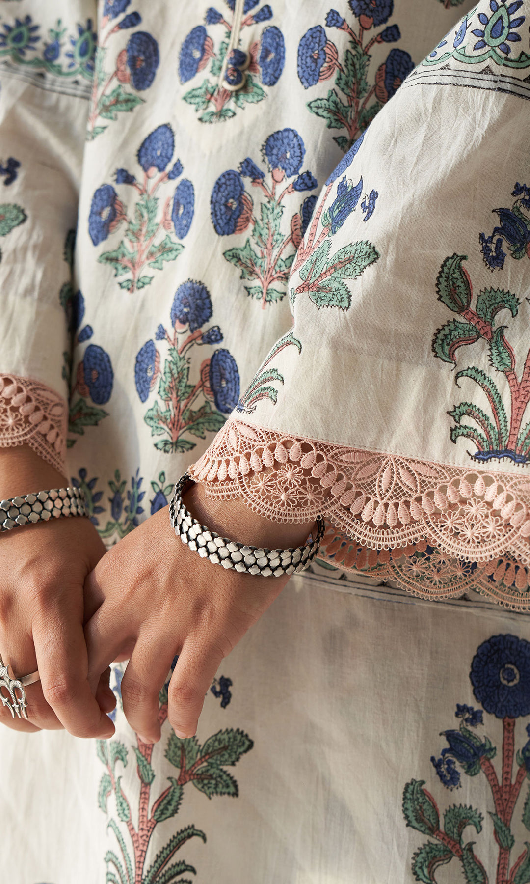 Kapaas blue mughal co-ord set (set of 2)