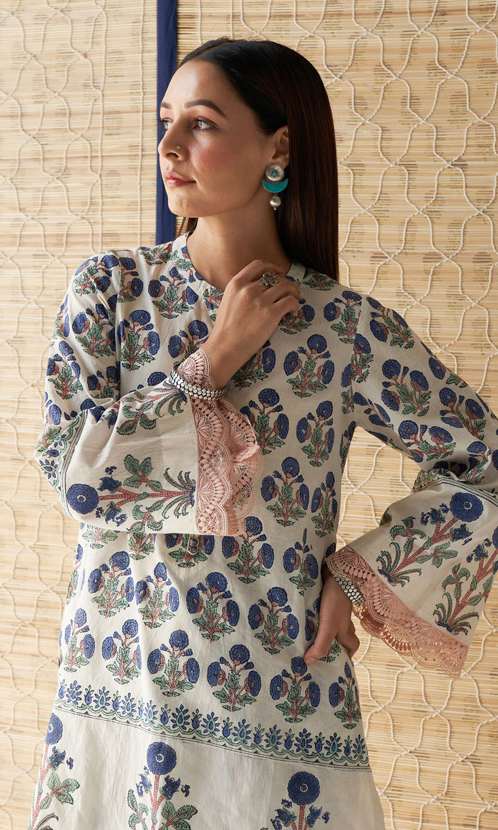 Kapaas blue mughal co-ord set (set of 2)