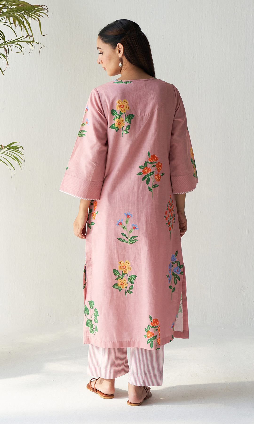 Layla Florals Linen Peach Co-ord (set of 2)