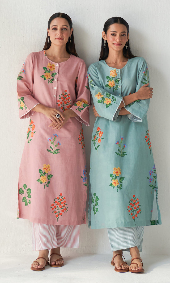 Layla Florals Linen Sage Green Co-ord (set of 2)