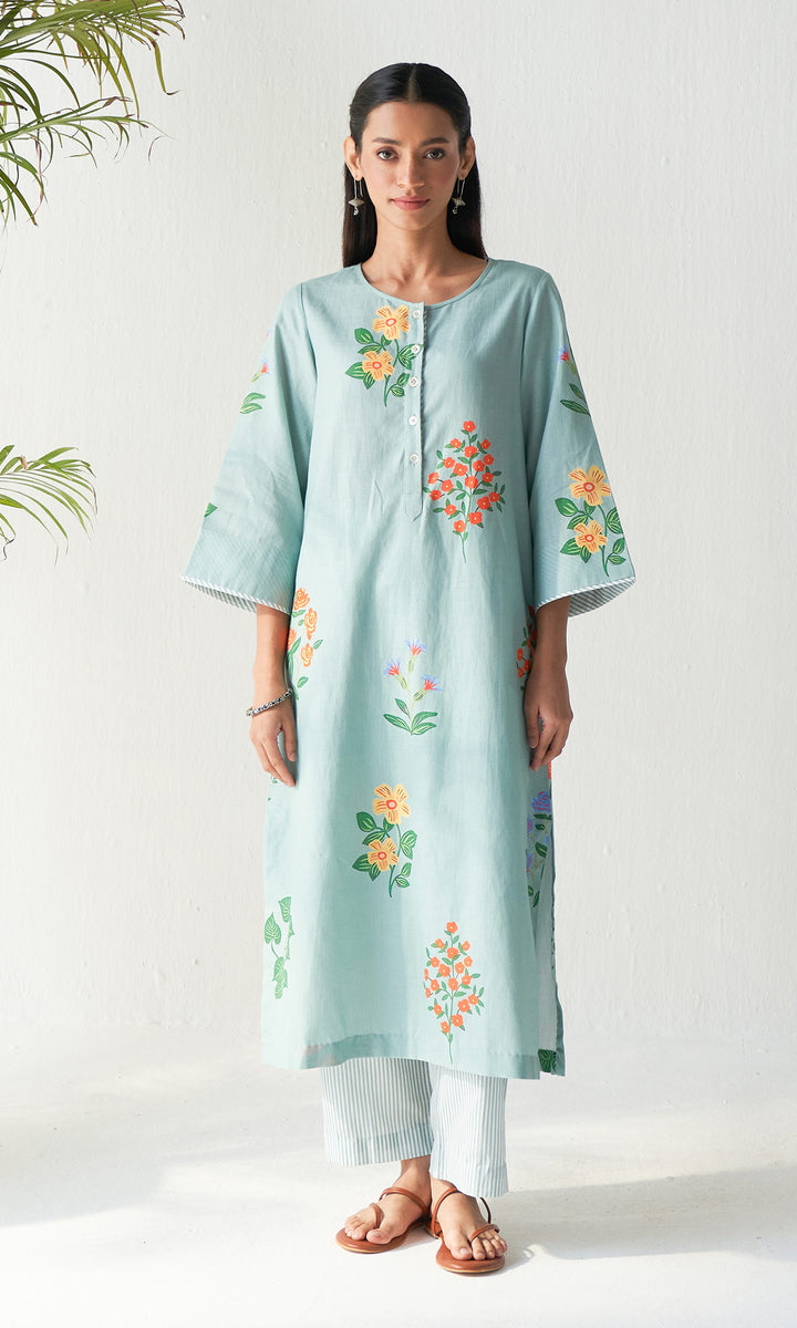 Layla Florals Linen Sage Green Co-ord (set of 2)