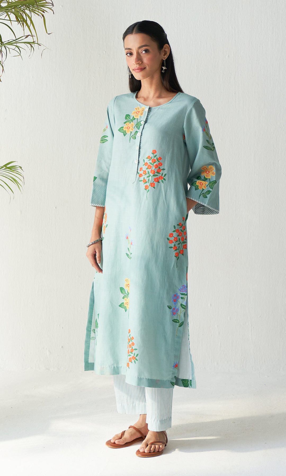 Layla Florals Linen Sage Green Co-ord (set of 2)