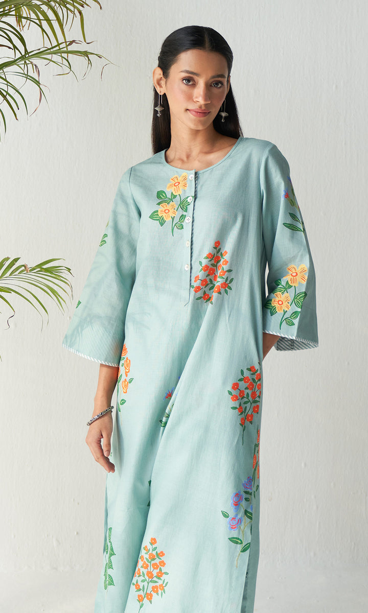 Layla Florals Linen Sage Green Co-ord (set of 2)