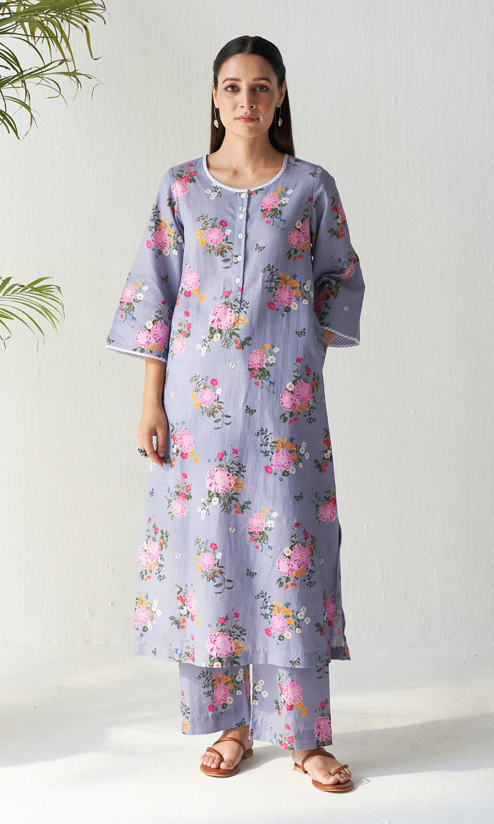 Layla Florals Linen Lilac Co-Ord (set of 2)