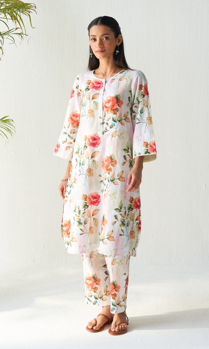 Layla Florals Linen Off White Coord (set of 2)