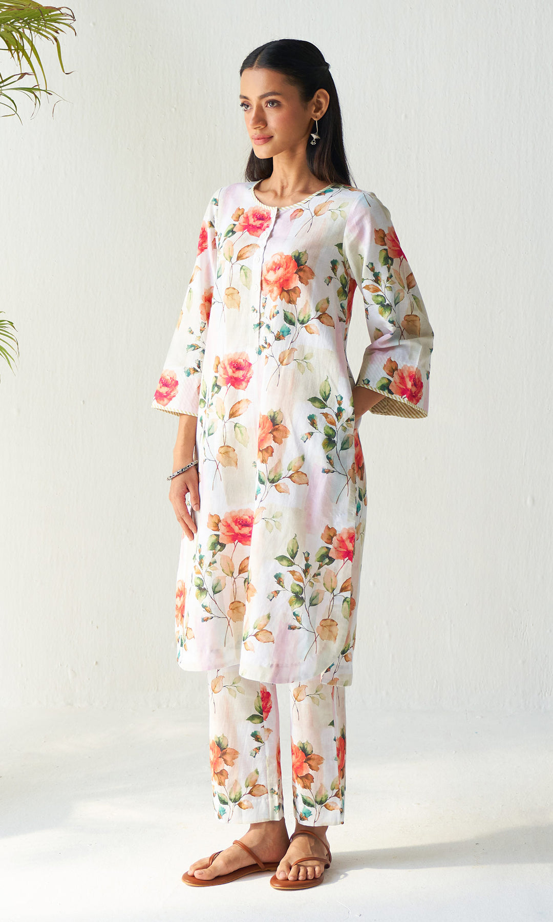 Layla Florals Linen Off White Coord (set of 2)