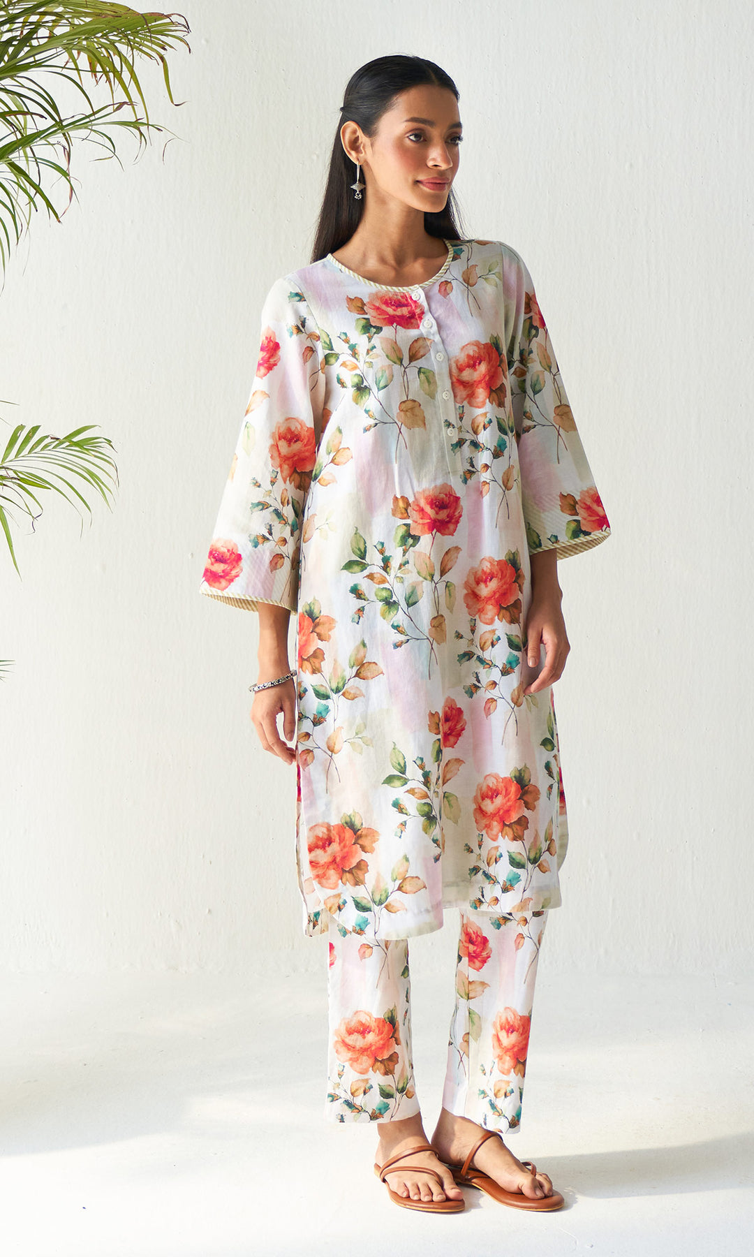 Layla Florals Linen Off White Coord (set of 2)