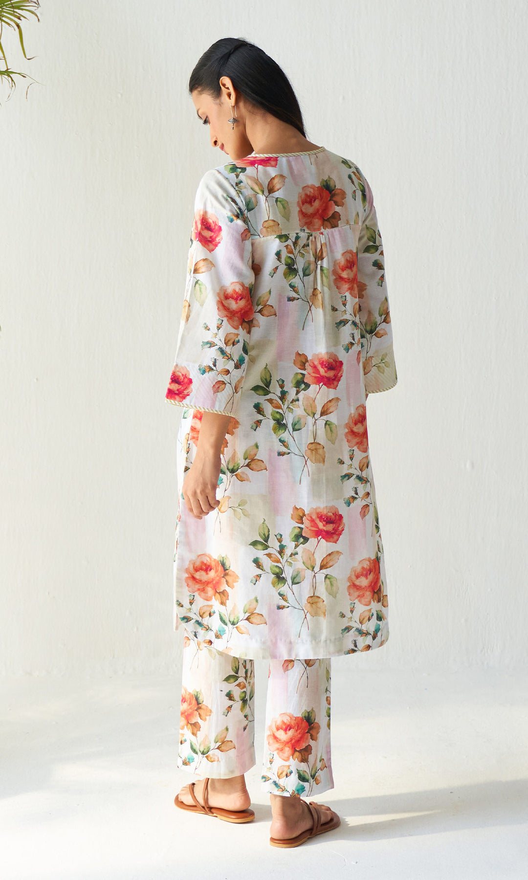 Layla Florals Linen Off White Coord (set of 2)