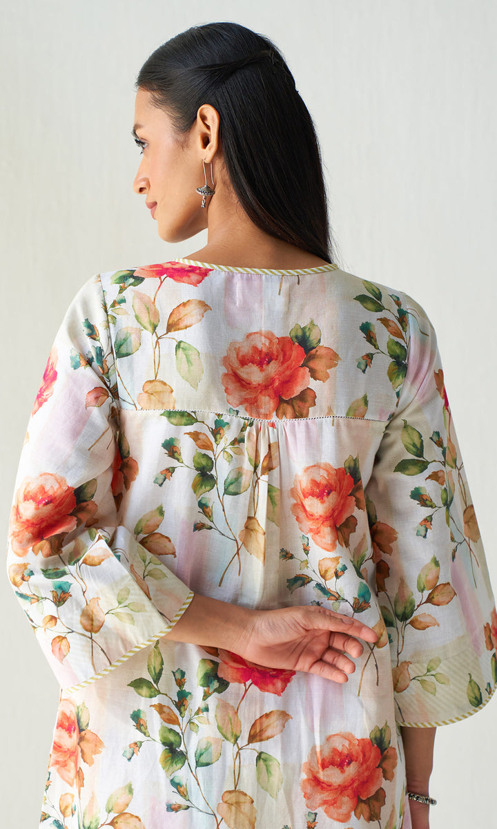 Layla Florals Linen Off White Coord (set of 2)