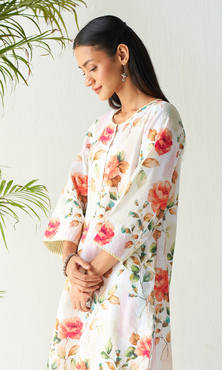 Layla Florals Linen Off White Coord (set of 2)