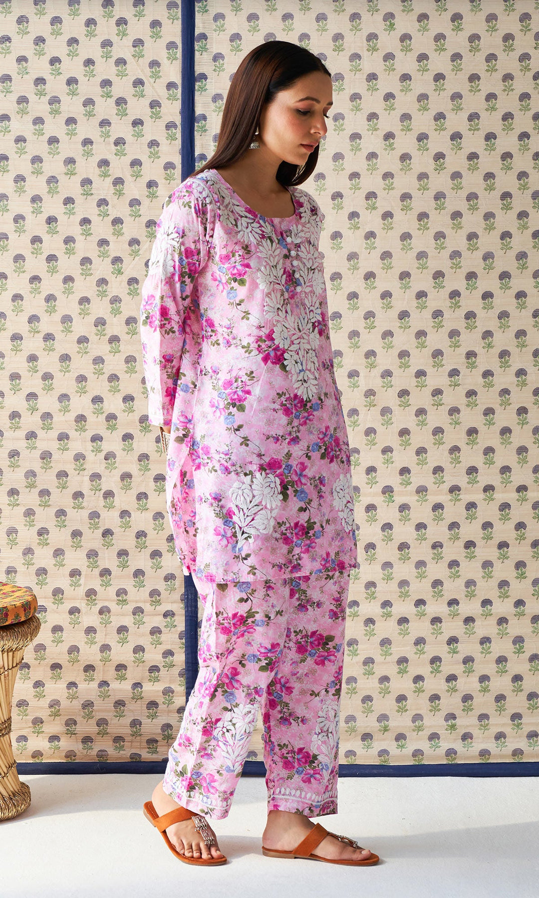 Handcrafted Chikankari Pink Co-ord Set