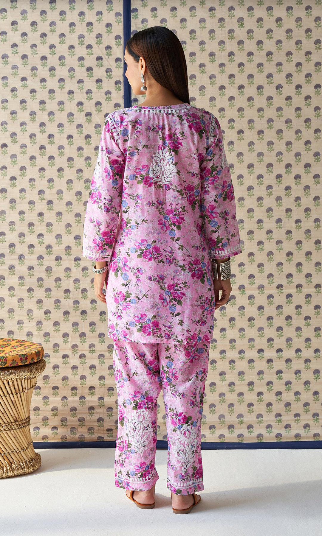 Handcrafted Chikankari Pink Co-ord Set