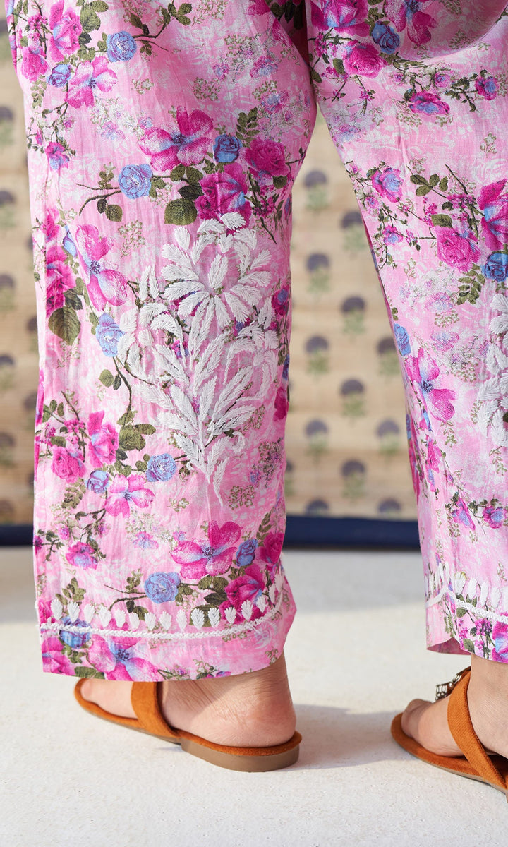 Handcrafted Chikankari Pink Co-ord Set