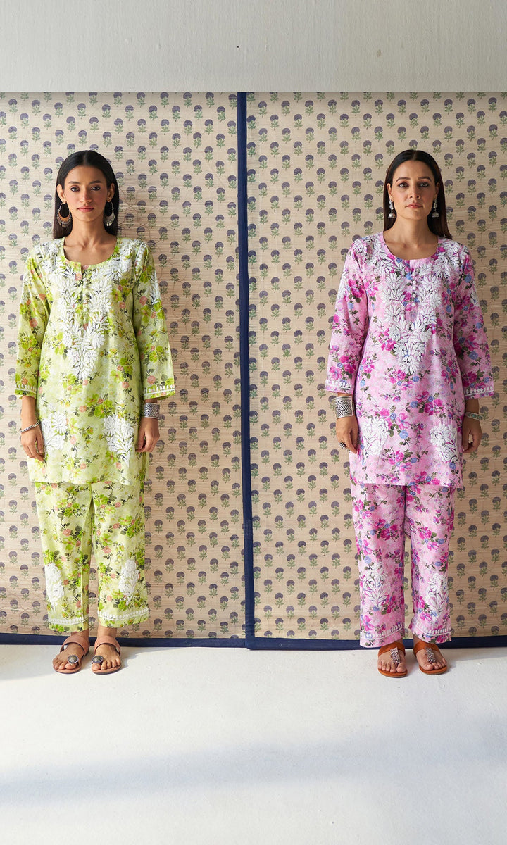 Handcrafted Chikankari Green Co-ord Set