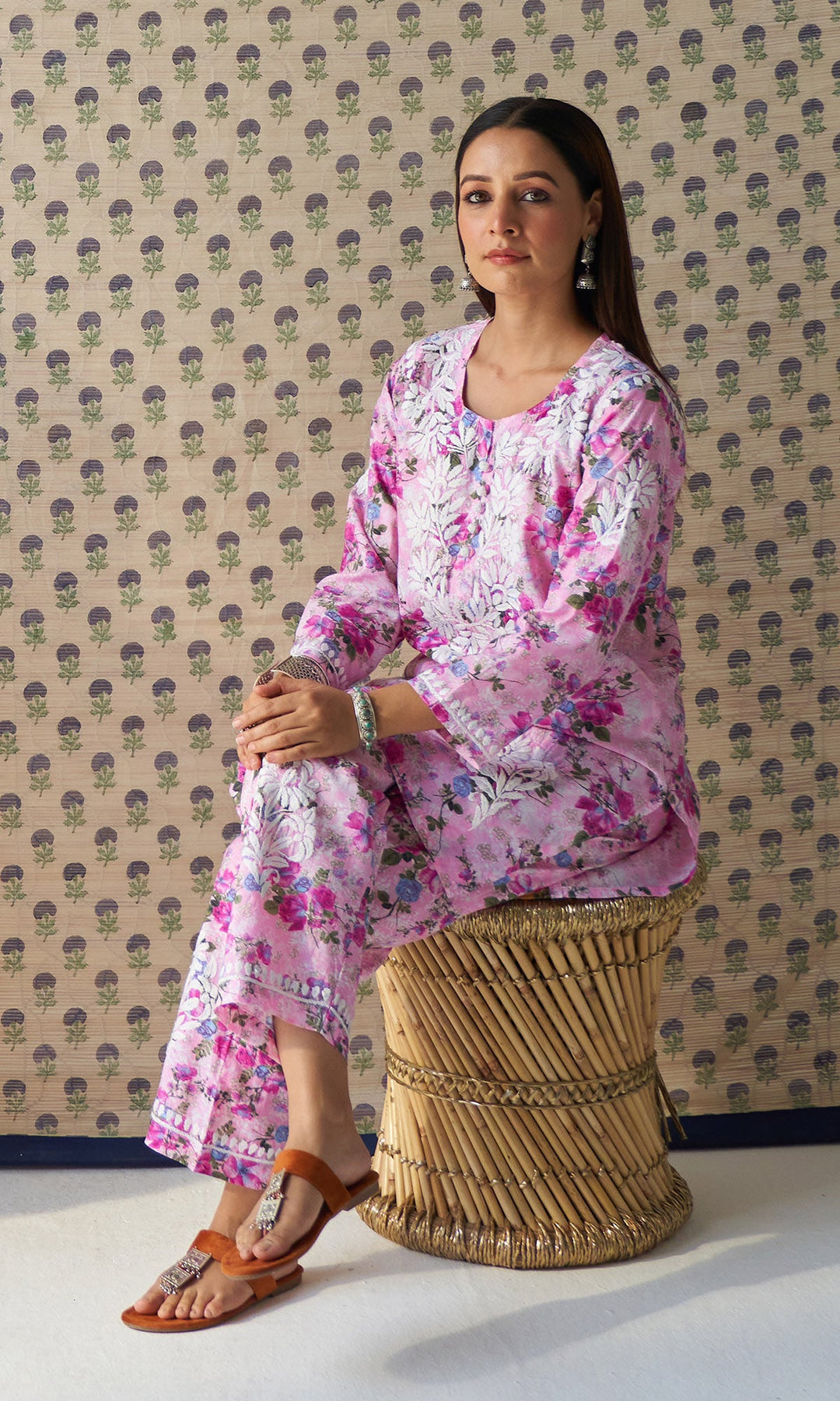 Handcrafted Chikankari Pink Co-ord Set
