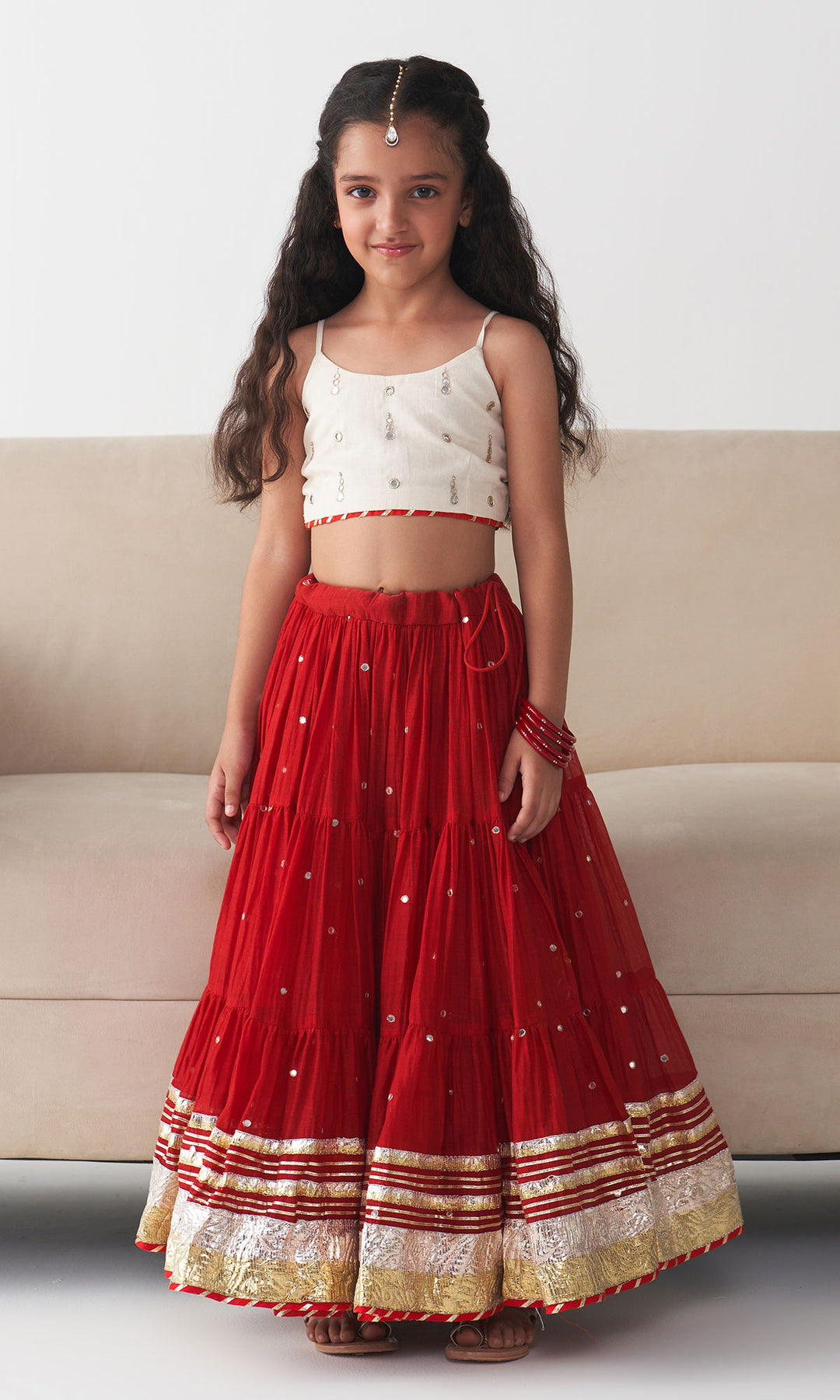 Ishq Red lehanga with blouse and dupatta (set o 3)