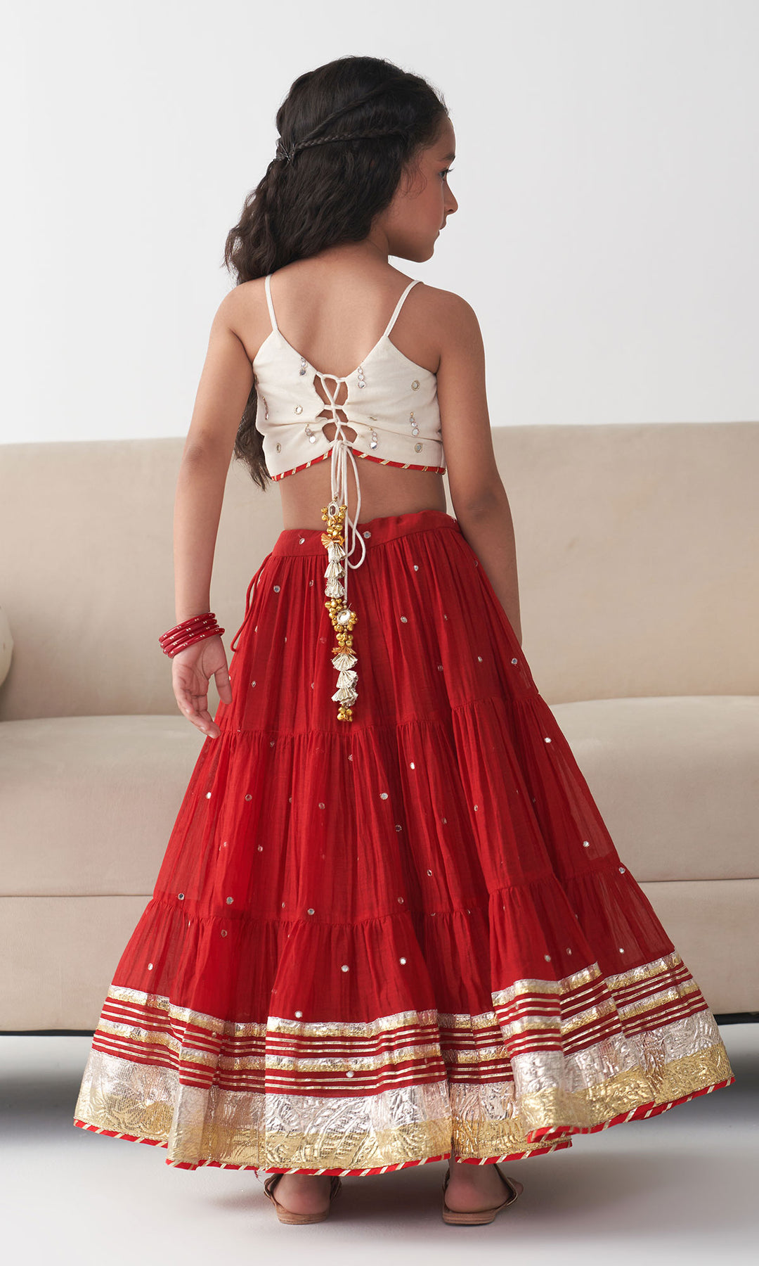 Ishq Red lehanga with blouse and dupatta (set o 3)