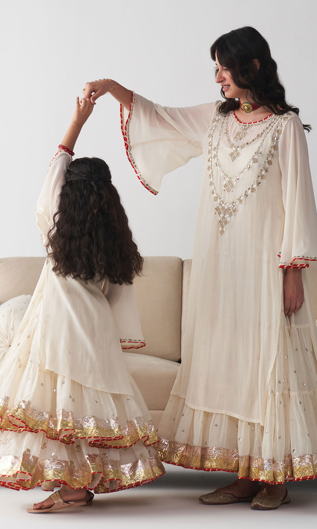 Ishq Off White Hand embroidered dress ( set of 2)