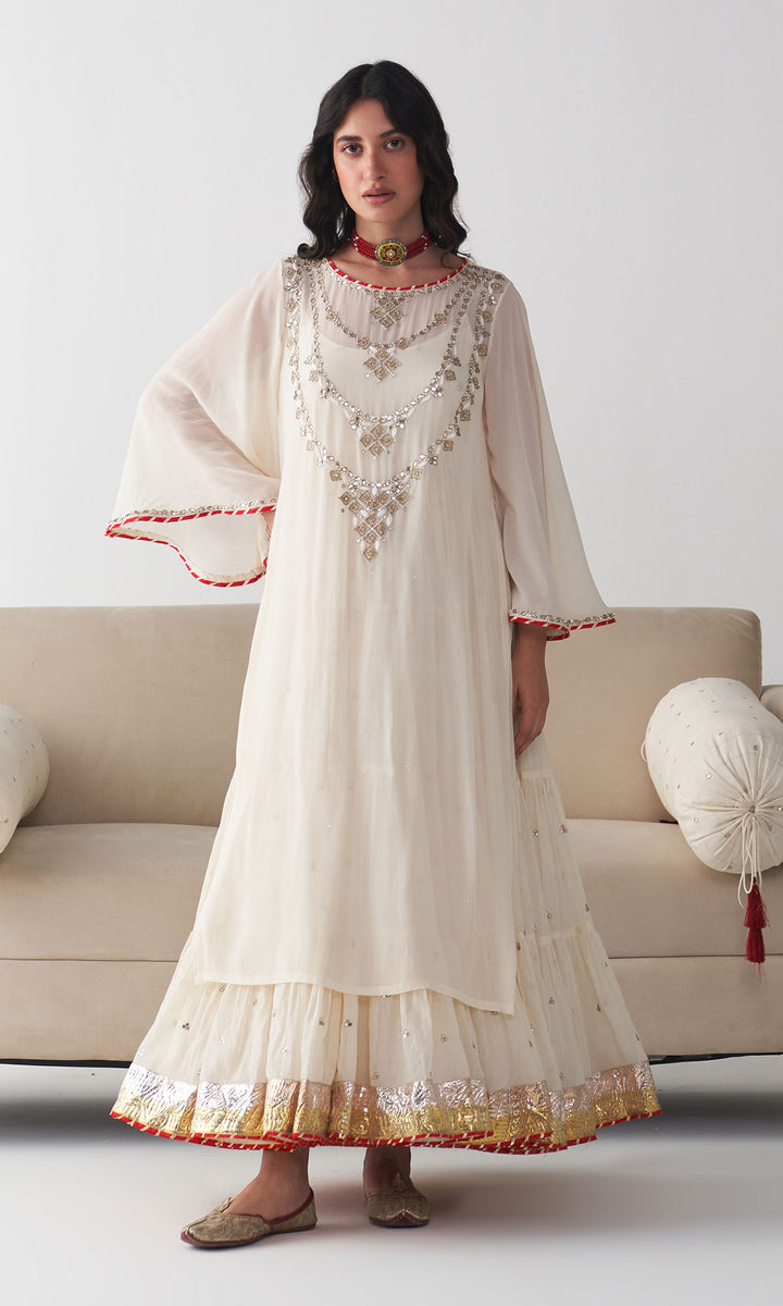 Ishq Off White Hand embroidered dress ( set of 2)