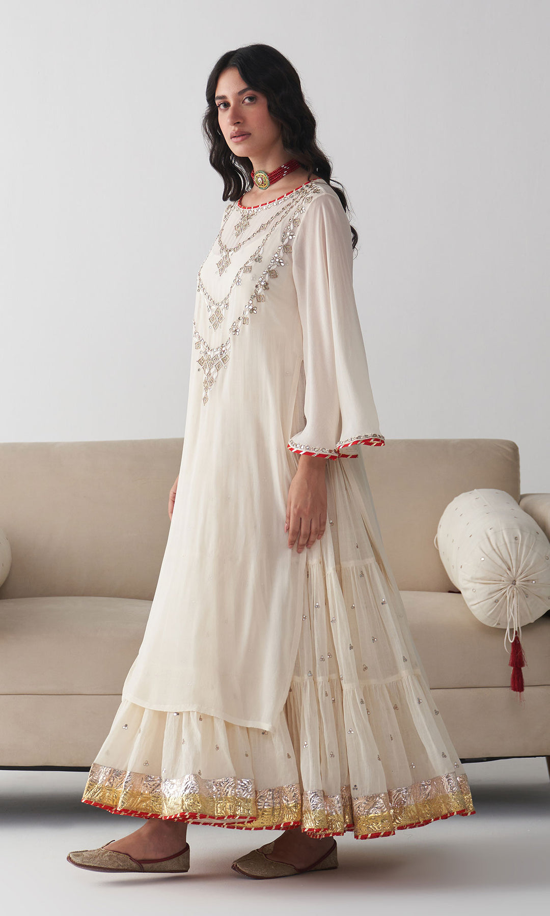 Ishq Off White Hand embroidered dress ( set of 2)