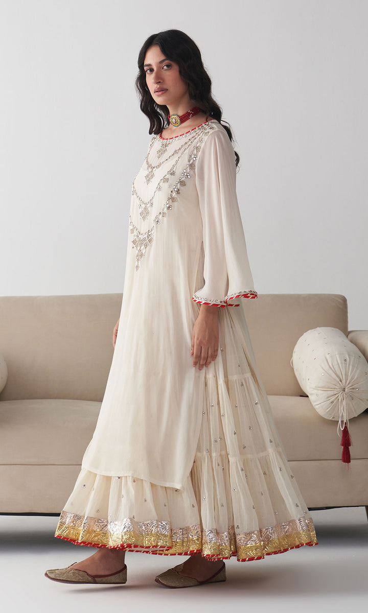 Ishq Off White Hand embroidered dress ( set of 2)