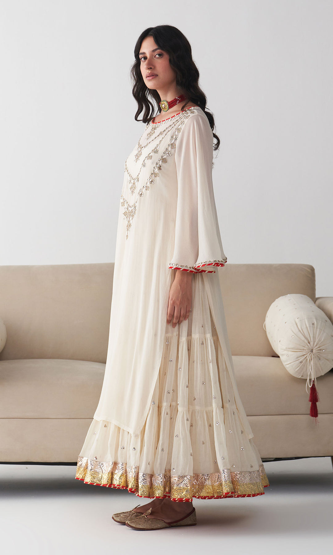 Ishq Off White Hand embroidered dress ( set of 2)