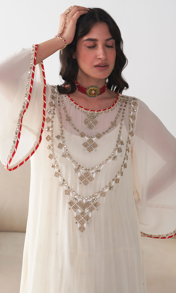 Ishq Off White Hand embroidered dress ( set of 2)