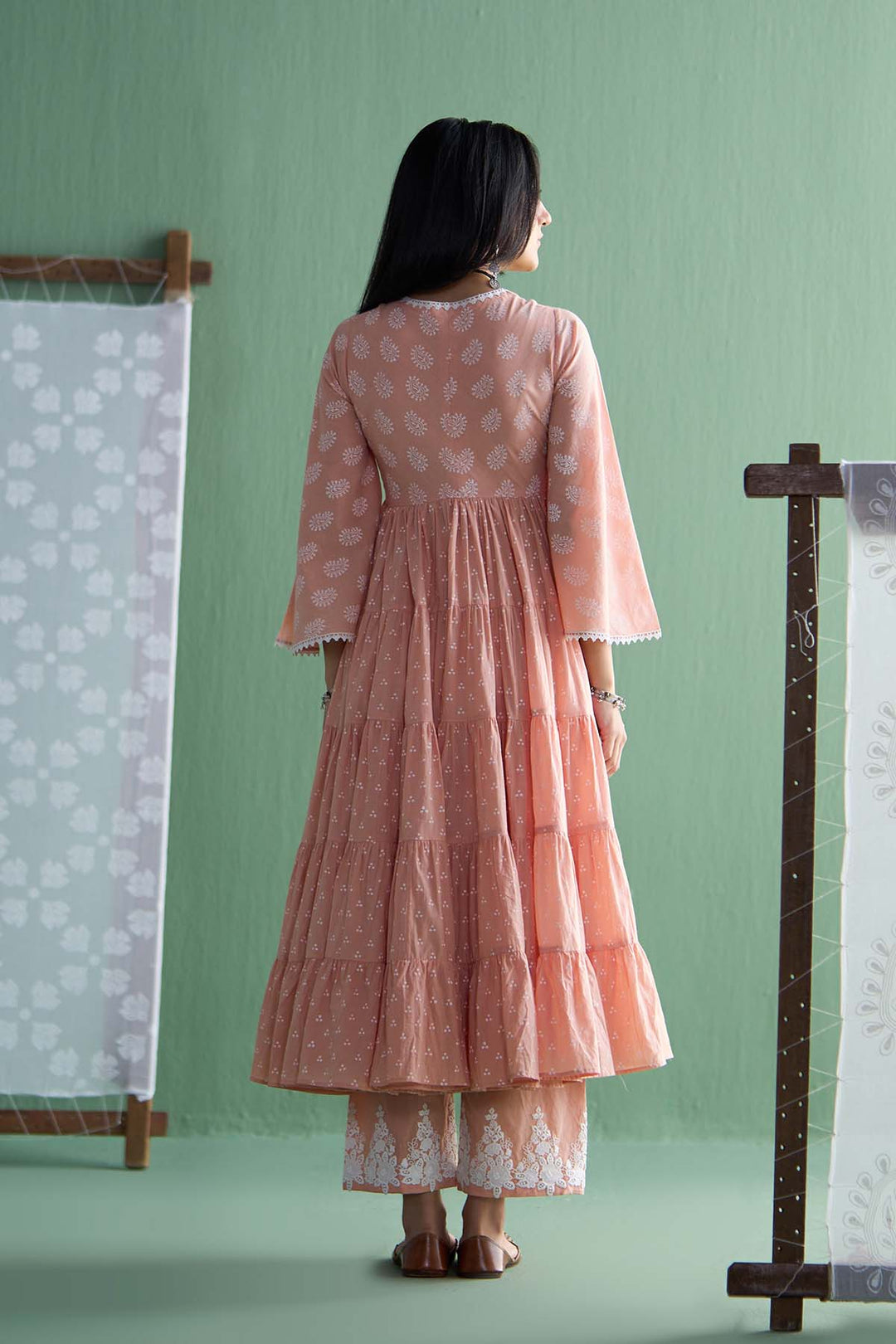 Chhaya Vol 2 Orange Long yoke gather anarkali with palazzo and dupatta (set of 3)