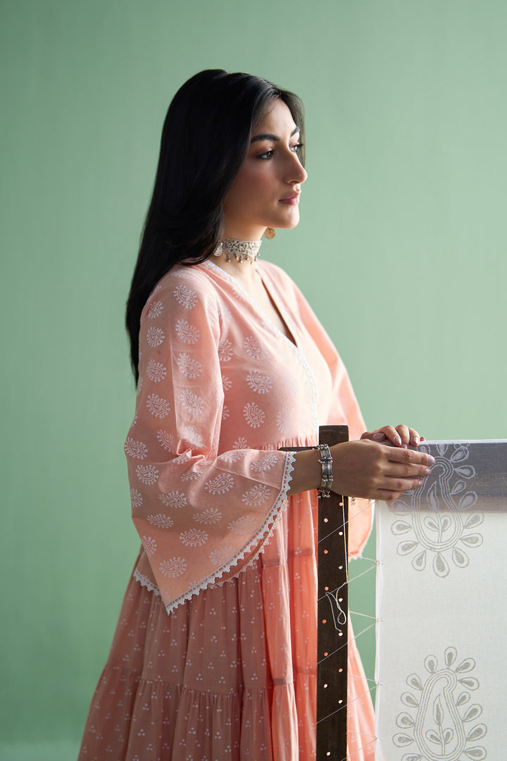 Chhaya Vol 2 Orange Long yoke gather anarkali with palazzo and dupatta (set of 3)