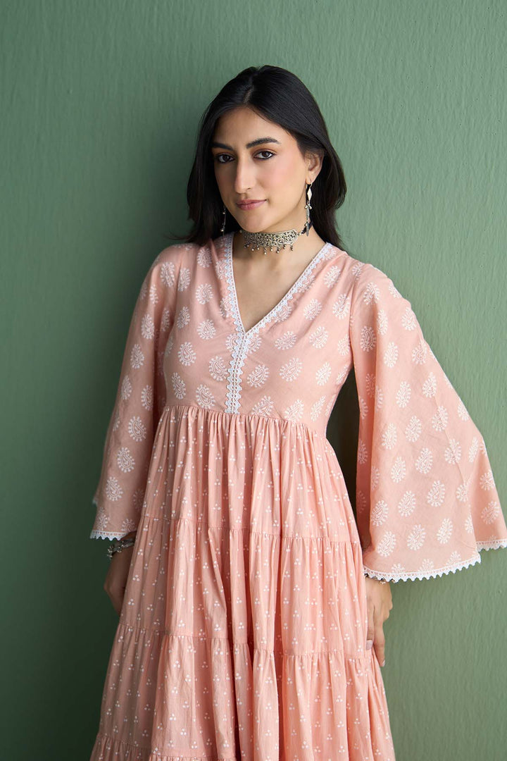 Chhaya Vol 2 Orange Long yoke gather anarkali with palazzo and dupatta (set of 3)