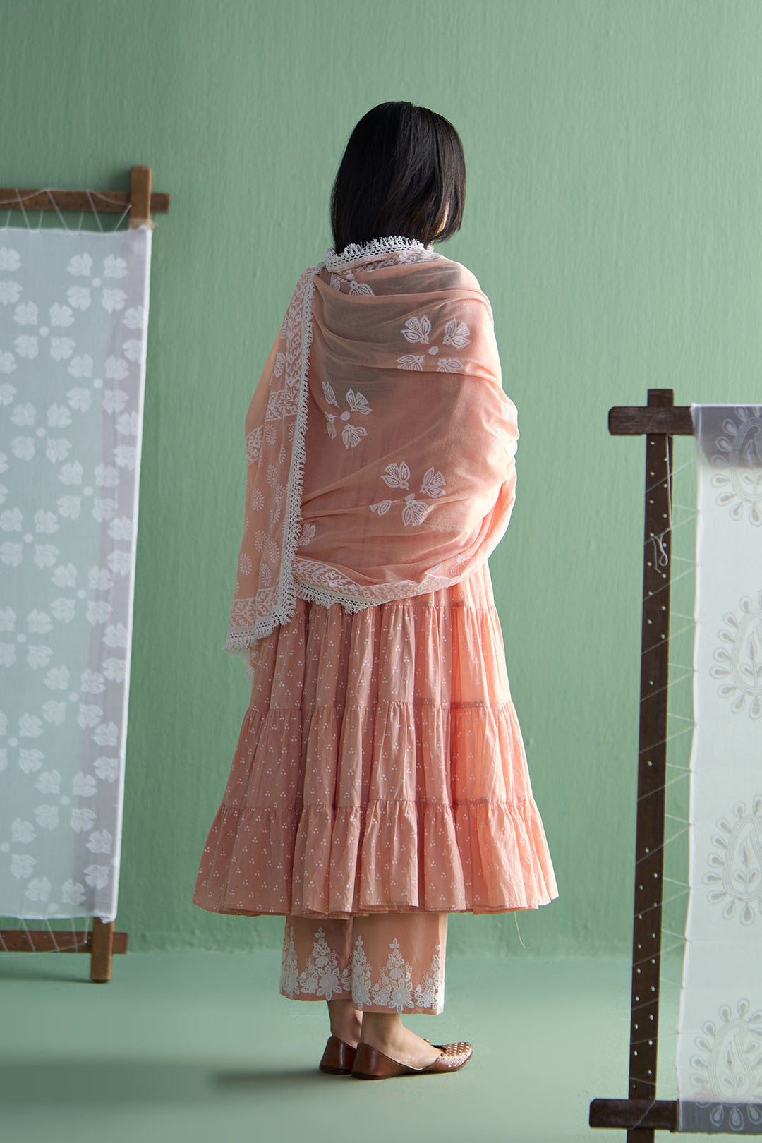 Chhaya Vol 2 Orange Long yoke gather anarkali with palazzo and dupatta (set of 3)