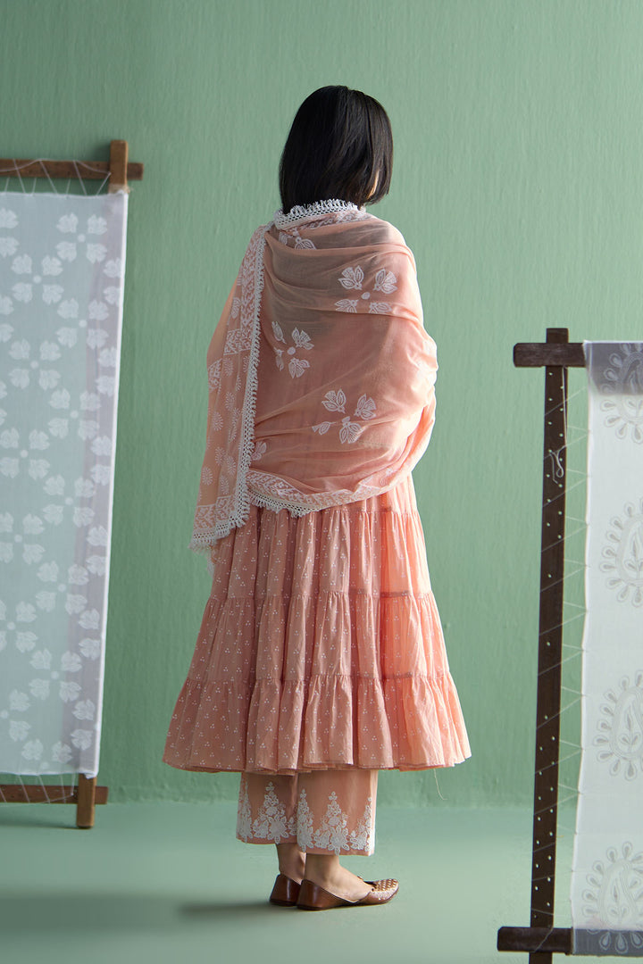 Chhaya Vol 2 Orange Long yoke gather anarkali with palazzo and dupatta (set of 3)