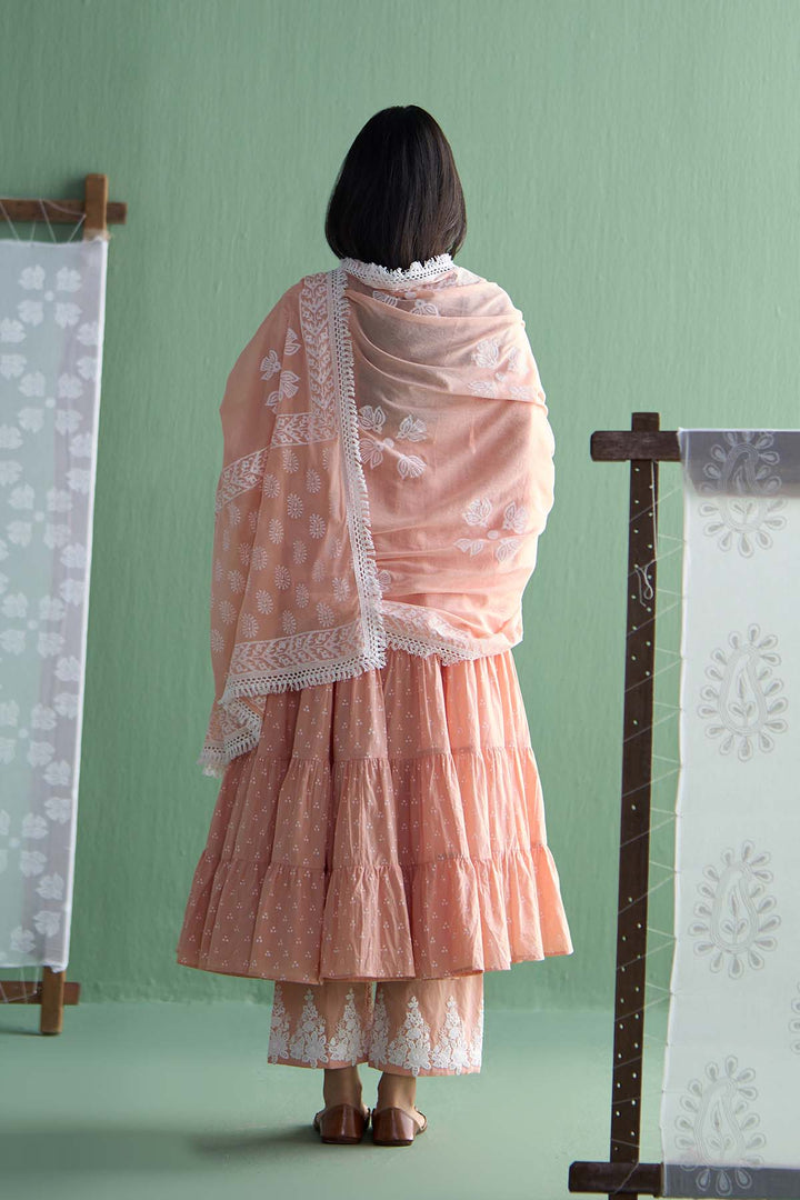 Chhaya Vol 2 Orange Long yoke gather anarkali with palazzo and dupatta (set of 3)