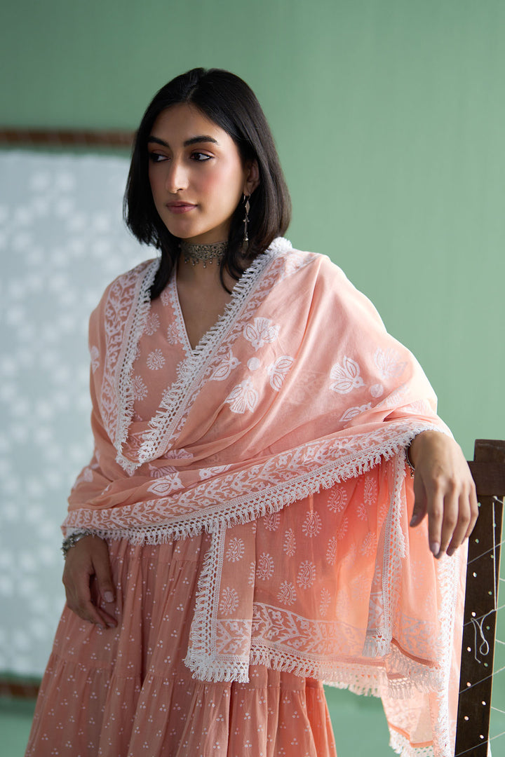 Chhaya Vol 2 Orange Long yoke gather anarkali with palazzo and dupatta (set of 3)