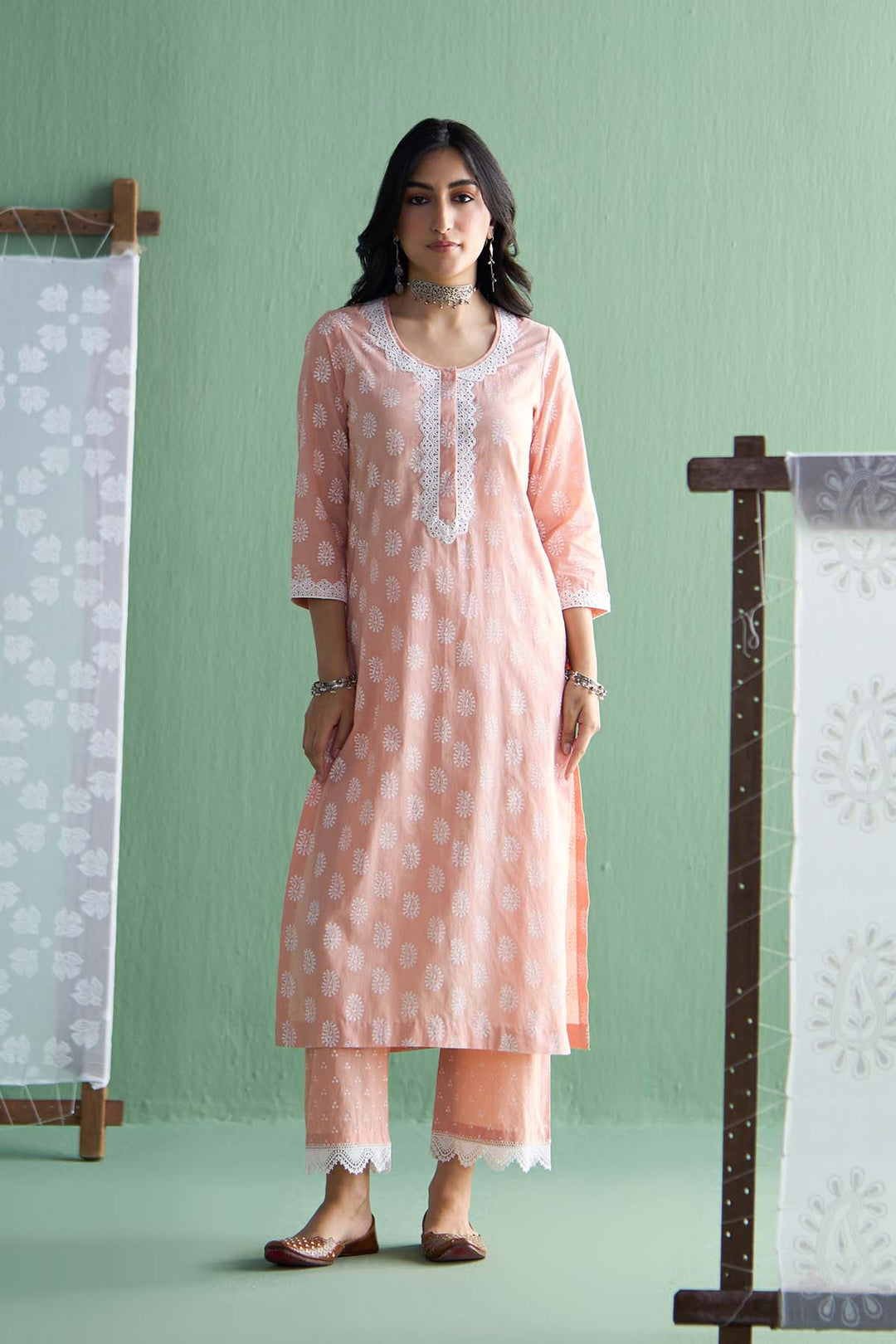 Chhaya Vol 2 Orange Paisley straight kurta with palazzo and dupatta (set of 3)