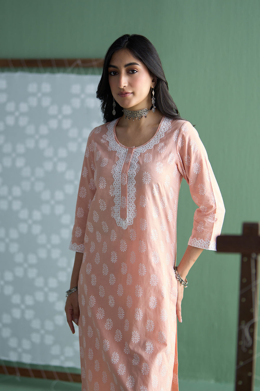 Chhaya Vol 2 Orange Paisley straight kurta with palazzo and dupatta (set of 3)